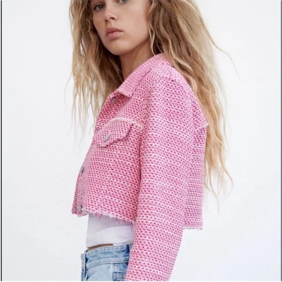 Blogger’s Favorite Zara Tweed Weave Textured Crop Jacket. Small. NWT. - Picture 6 of 15